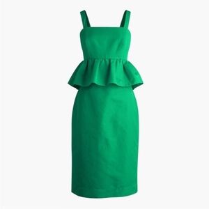 J. Crew 6 Green Silk Blend Peplum Dress
